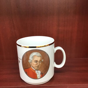 Wolfgang Amadeus Mozart Porcelain Mug‎ Gold Rim Handarbeit TK Germany Rare